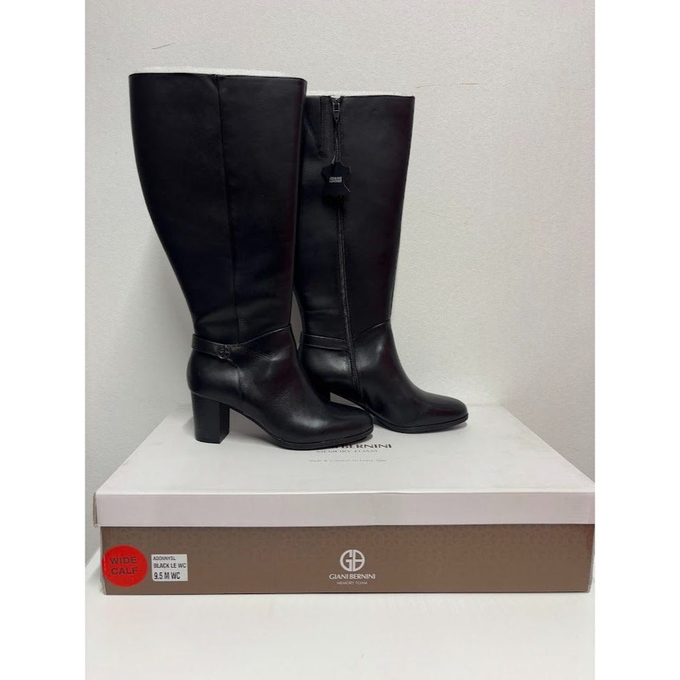 GIANI BERNINI / Adonnysl / Leather / Tall / Knee-High / Boots / Black 9.5M Wide Calf SHOES BY FLOR