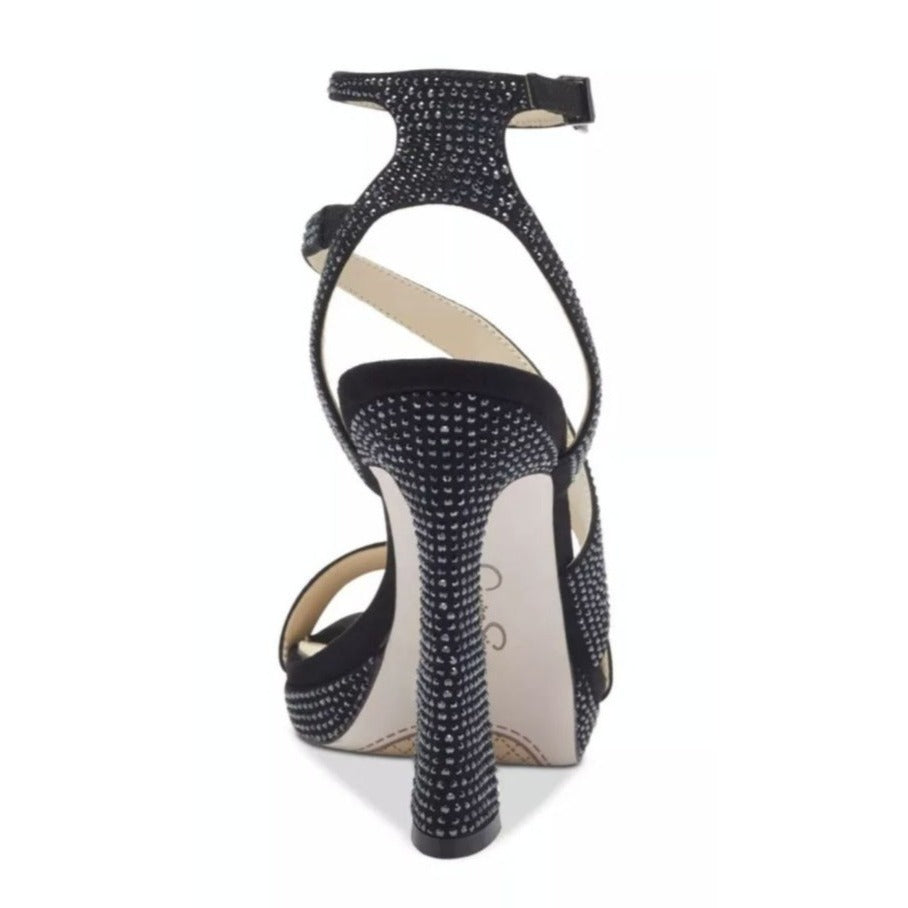 JESSICA SIMPSON / J-Friso-2 / Black / Rhinestone / Platform Heeled / Sandals / With Ankle Strap