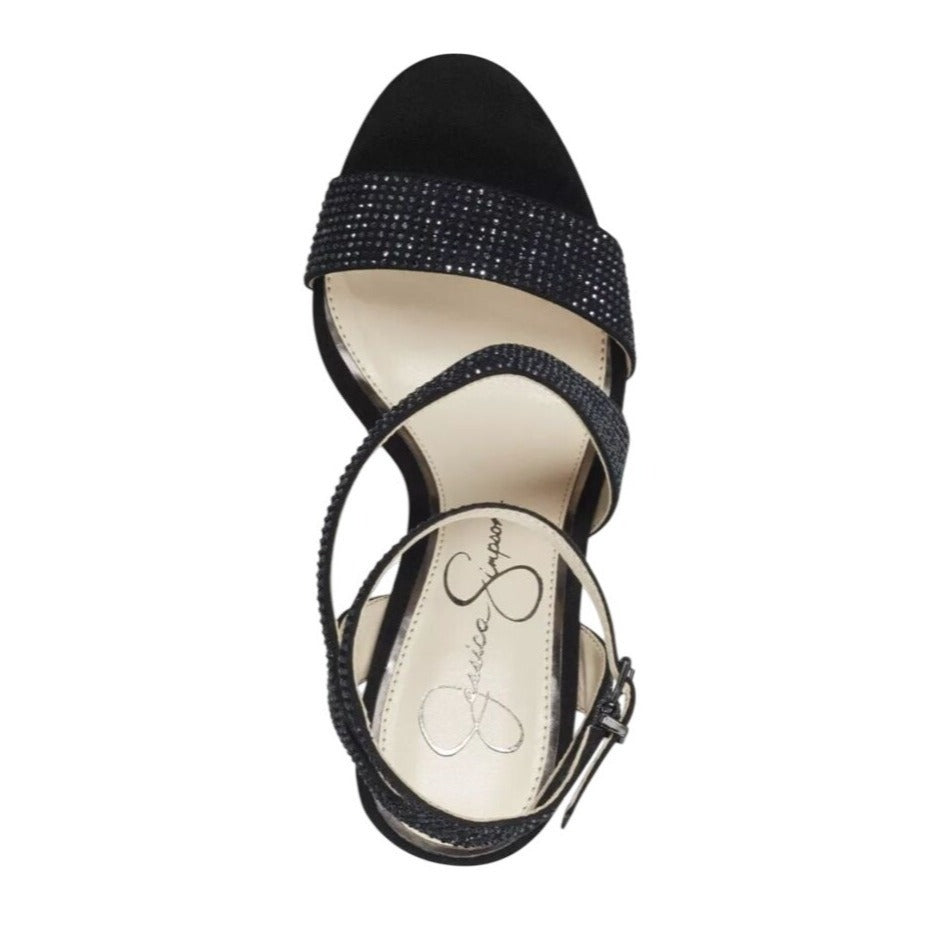 JESSICA SIMPSON / J-Friso-2 / Black / Rhinestone / Platform Heeled / Sandals / With Ankle Strap