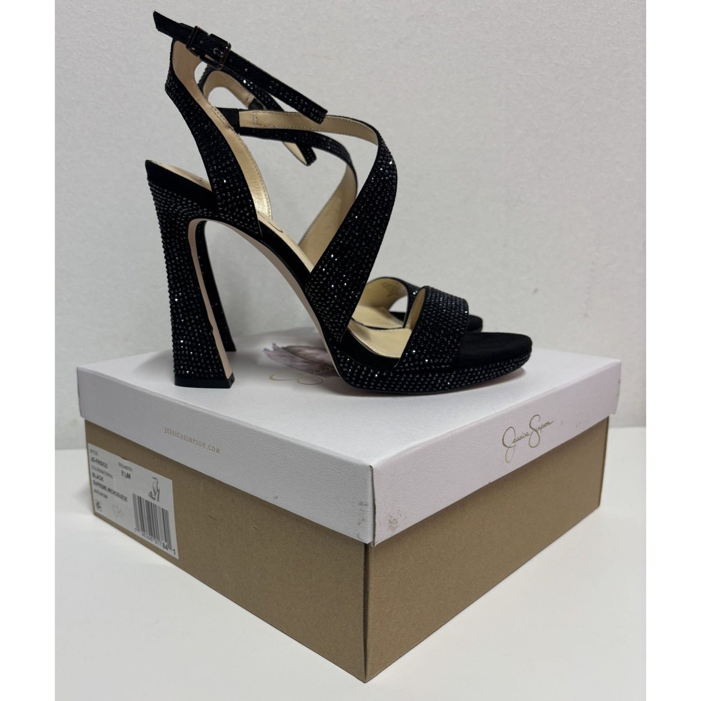 JESSICA SIMPSON / J-Friso-2 / Black / Rhinestone / Platform Heeled / Sandals / With Ankle Strap SHOES BY FLOR