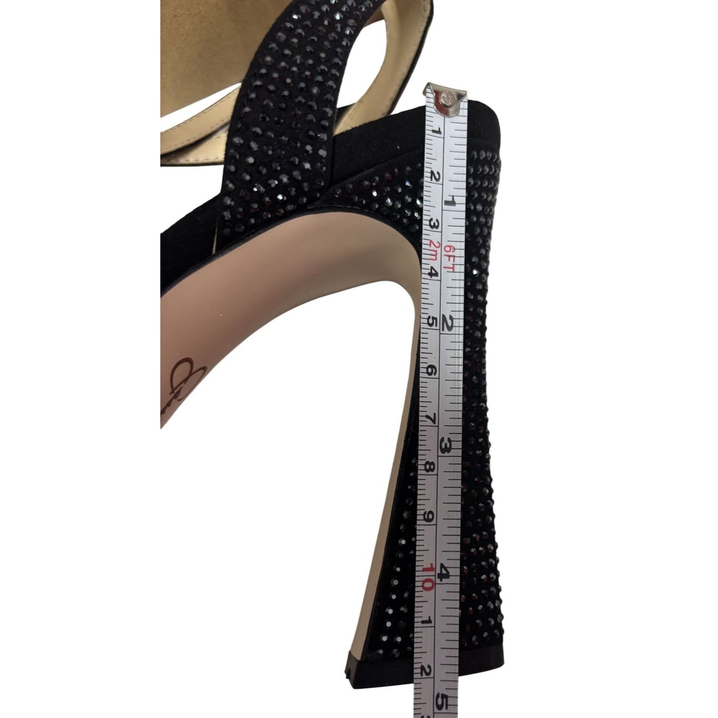 JESSICA SIMPSON / J-Friso-2 / Black / Rhinestone / Platform Heeled / Sandals / With Ankle Strap