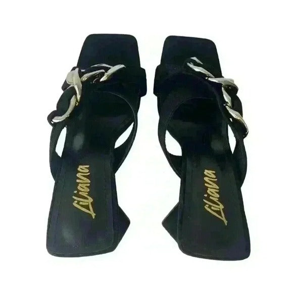 Black & Gold /High Heels Sandals / Size Us 8.5 SHOES BY FLOR