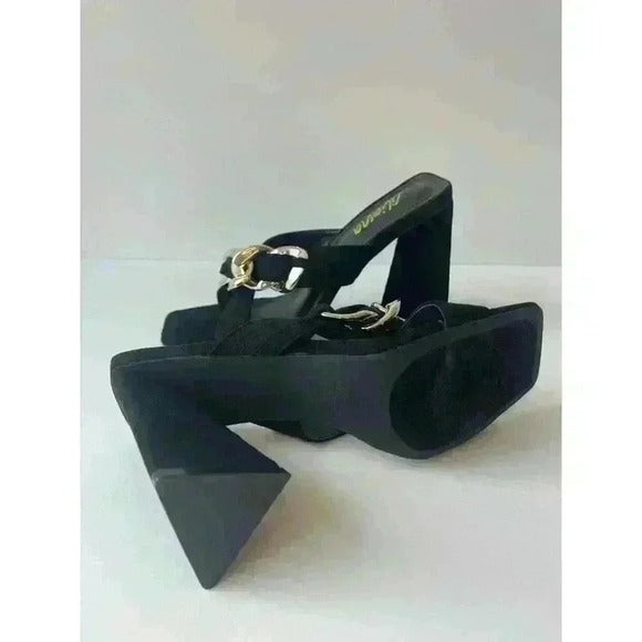 Black & Gold /High Heels Sandals / Size Us 8.5 SHOES BY FLOR