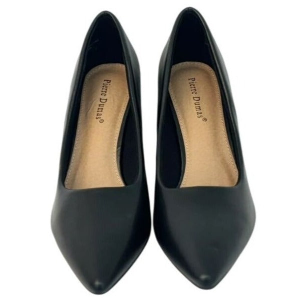 PIERRE DUMAS / Lover-1 / Black / Faux Leather / Pointed / Toe Block Heel / Pumps SHOES BY FLOR