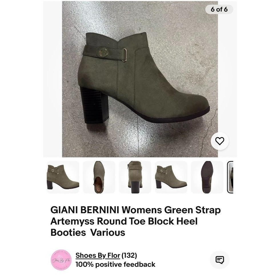 GIANI BERNINI / Artemyssl / Green / Suede /Round Toe / Block Heel / Booties