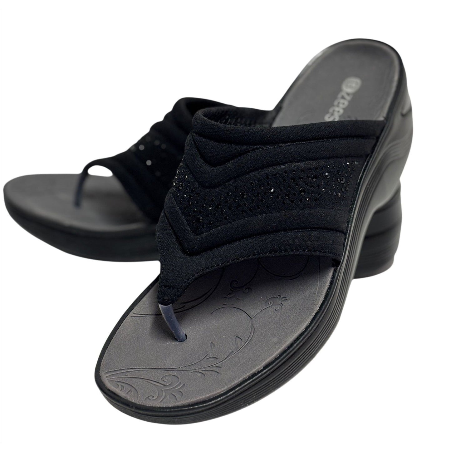 BZEES / Dazzle Me / Cloud Technology / Black / Platform Sandals / With Comfort Technology / Size 10 (27cm) SHOES BY FLOR