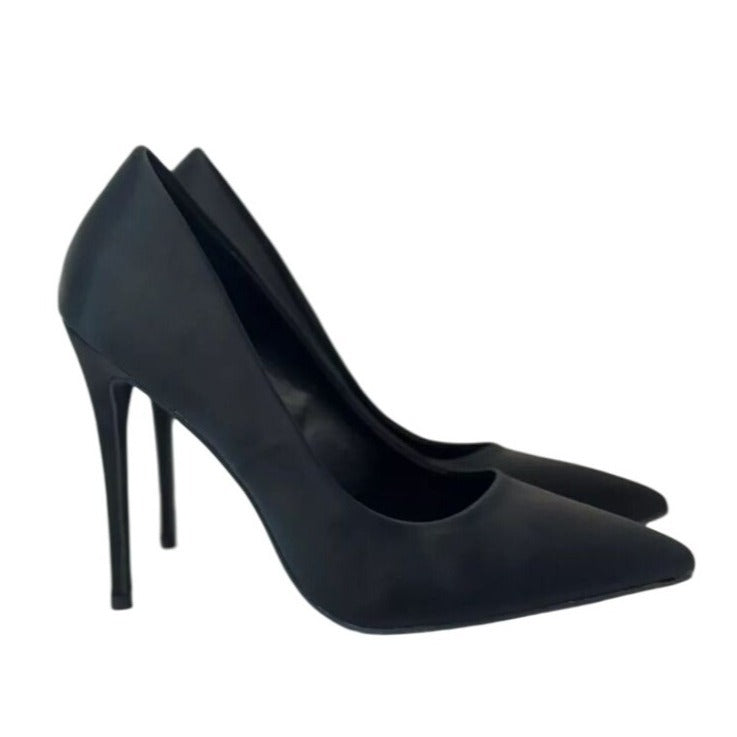 LILIANA / Kimye-88 / Black Satin / Stiletto / High Heel/ Pointed Toe / Pumps / For Women / Elegant Design / Size 9 SHOES BY FLOR