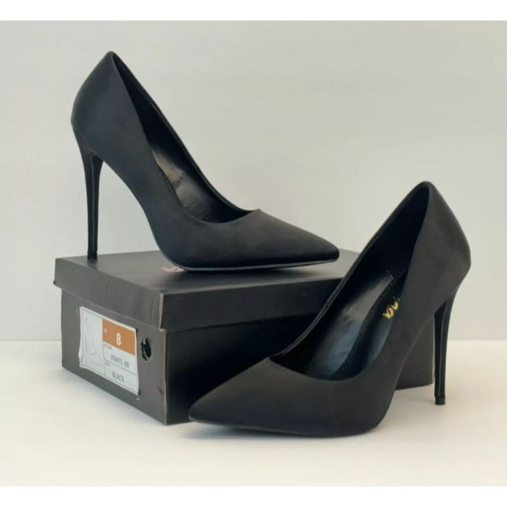 LILIANA / Kimye-88 / Black Satin / Stiletto / High Heel/ Pointed Toe / Pumps / For Women / Elegant Design / Size 9 SHOES BY FLOR