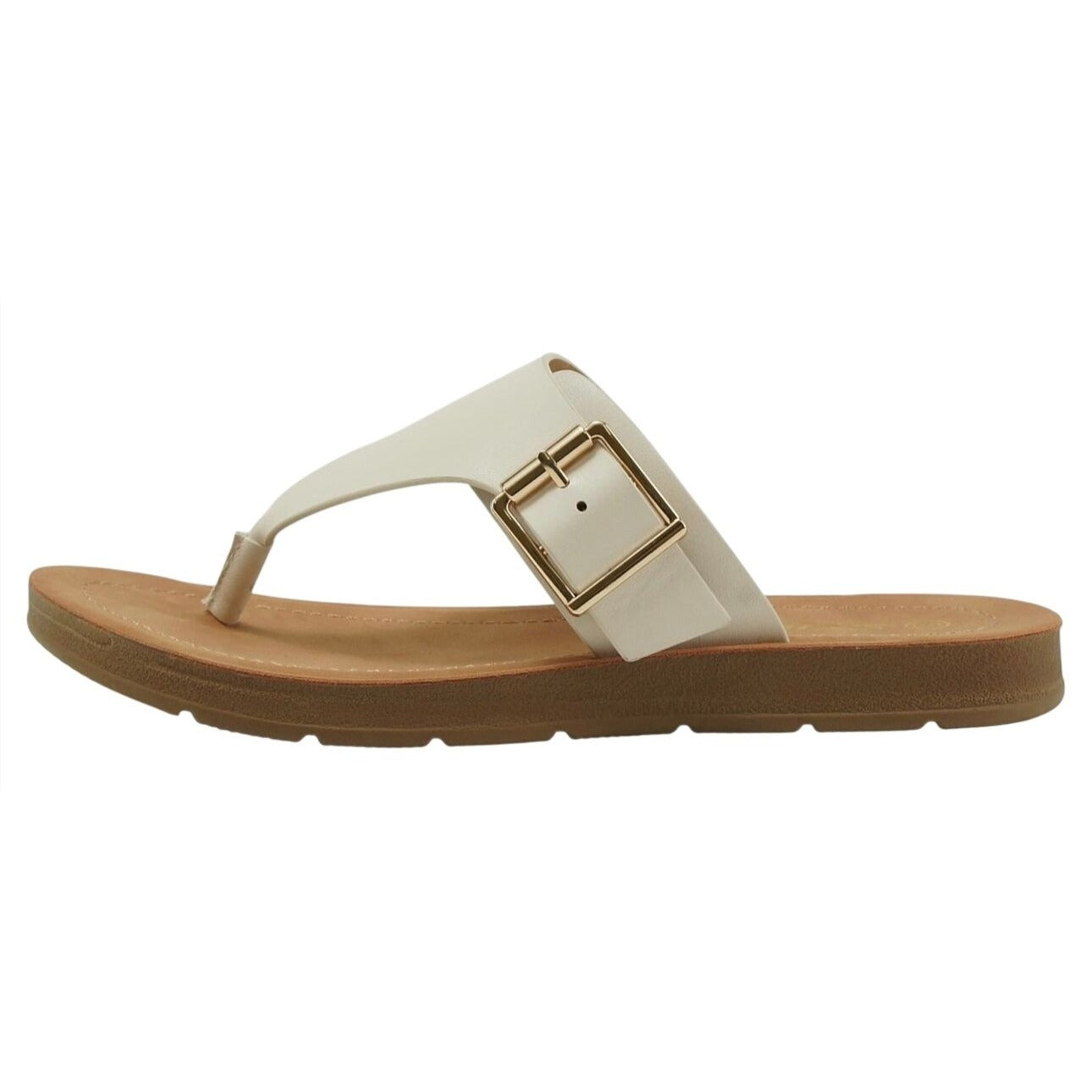 SODA / Suri-S / Leather / Slide / Sandals / With Buckle Detail & Comfort / Bone SHOES BY FLOR