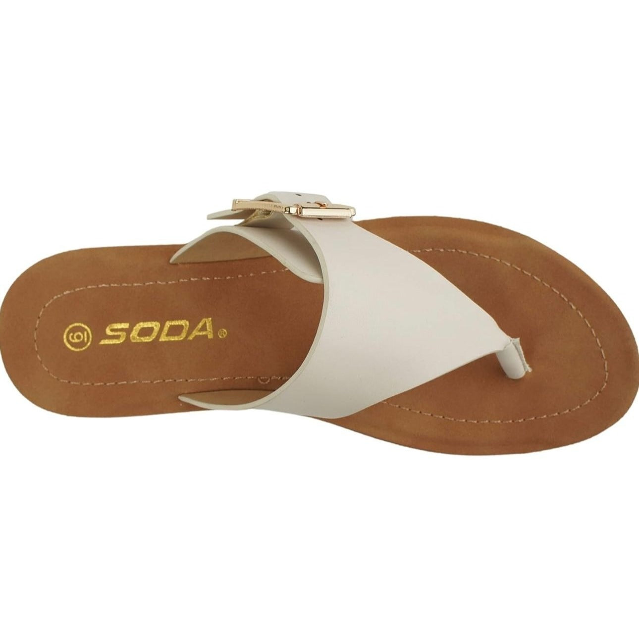 SODA / Suri-S / Leather / Slide / Sandals / With Buckle Detail & Comfort / Bone SHOES BY FLOR