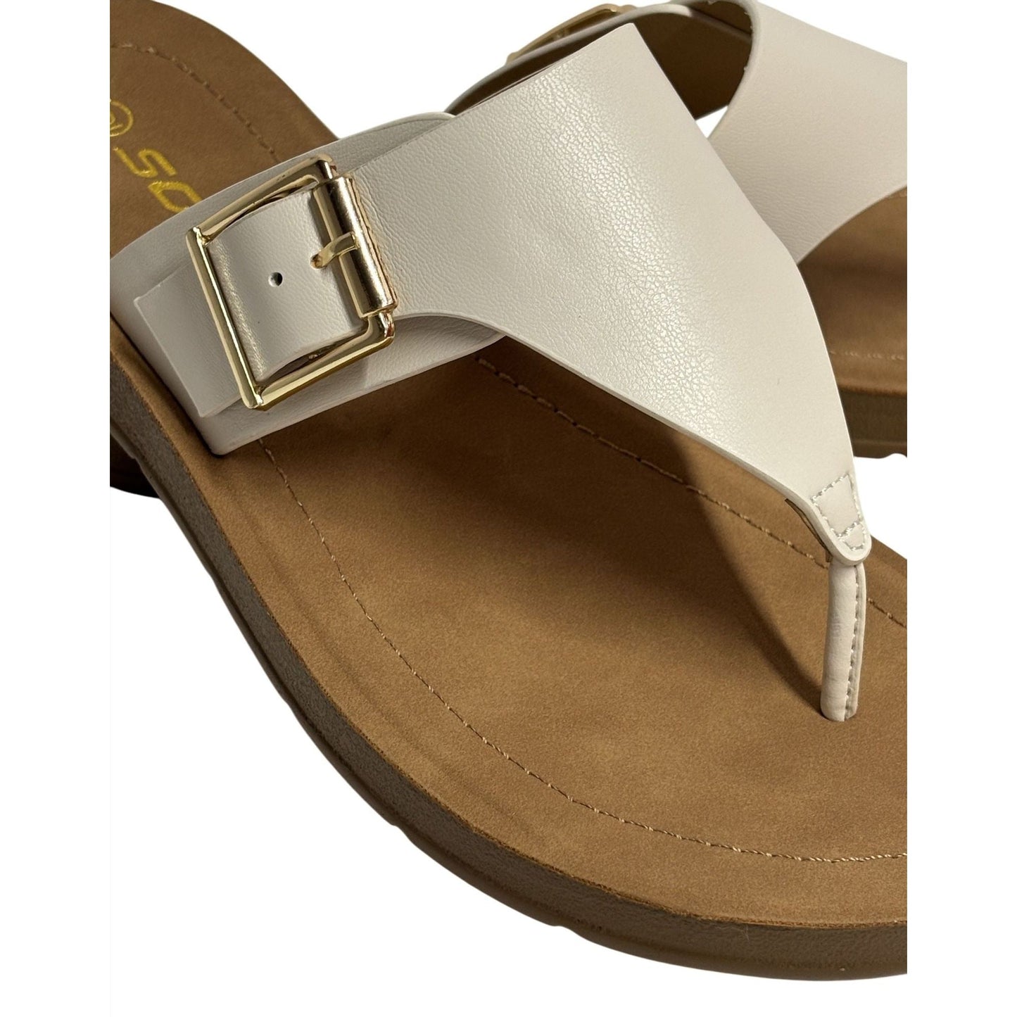 SODA / Suri-S / Leather / Slide / Sandals / With Buckle Detail & Comfort / Bone SHOES BY FLOR