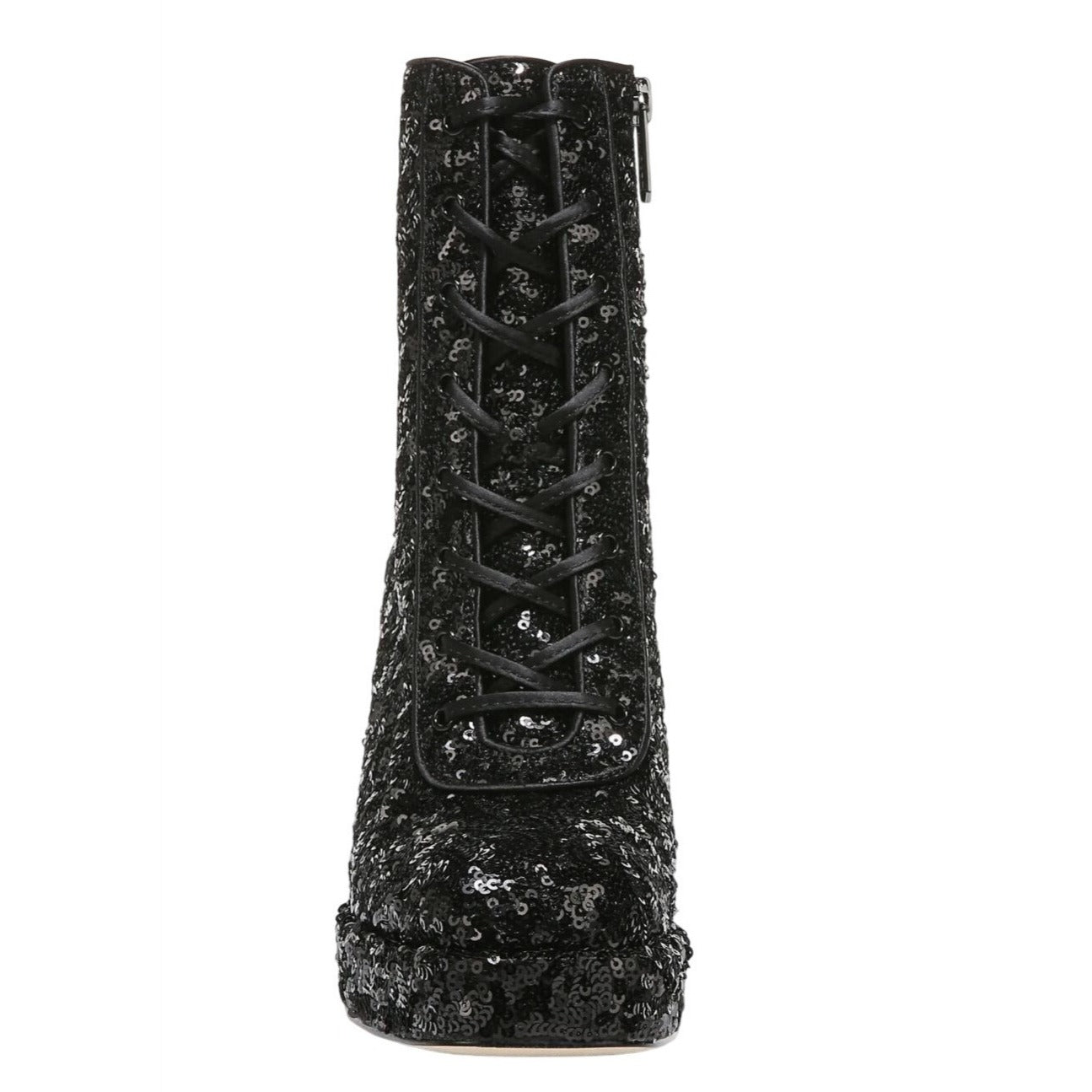 CIRCUS BY SAM EDELMAN / Kia Sequin / Black / Lace-Up & Zipper Closure / Chunky / Heel / Glamorous Design / Size 7 SHOES BY FLOR