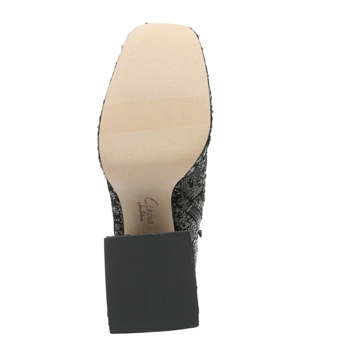CIRCUS BY SAM EDELMAN / Kia Sequin / Black / Lace-Up & Zipper Closure / Chunky / Heel / Glamorous Design / Size 7 SHOES BY FLOR