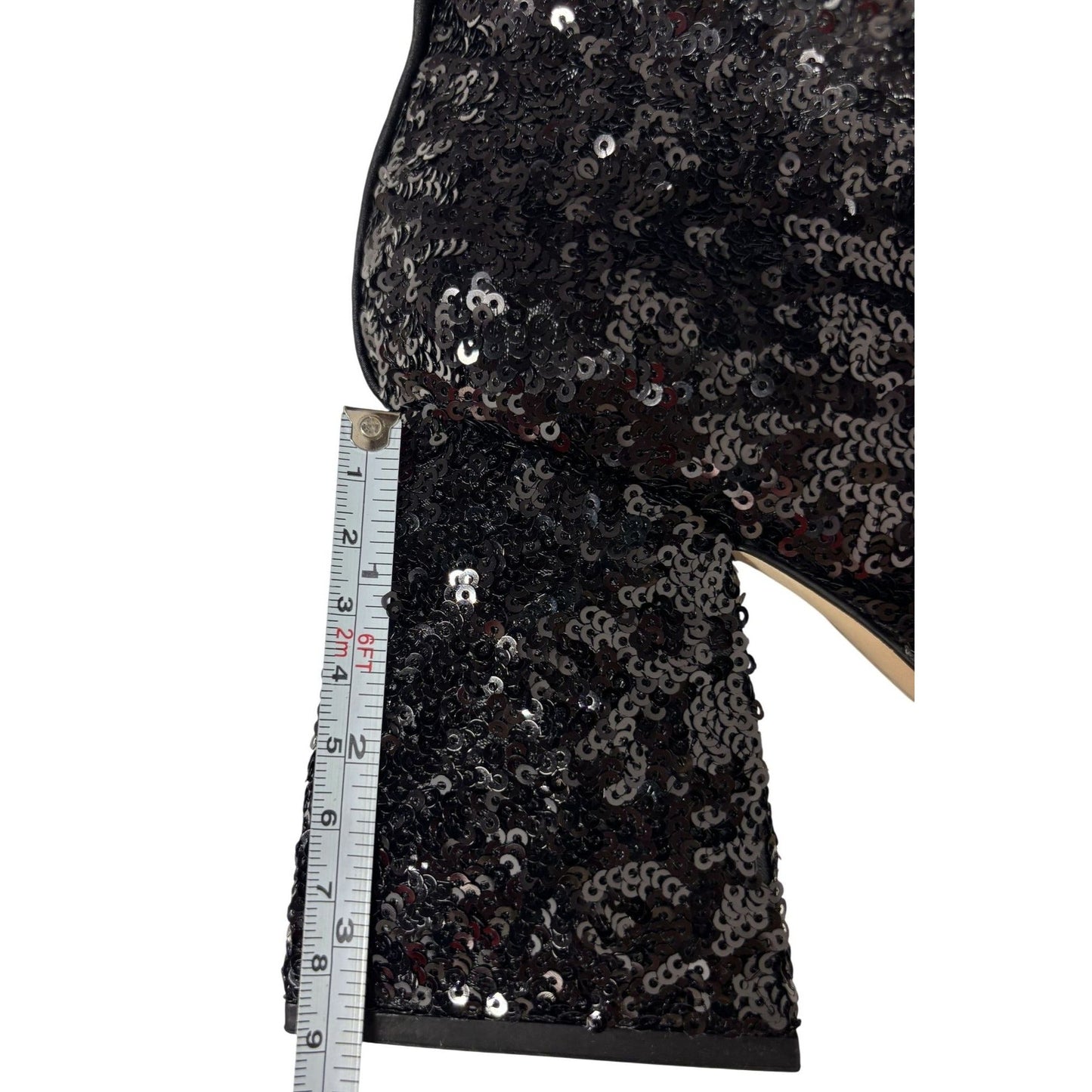 CIRCUS BY SAM EDELMAN / Kia Sequin / Black / Lace-Up & Zipper Closure / Chunky / Heel / Glamorous Design / Size 7 SHOES BY FLOR