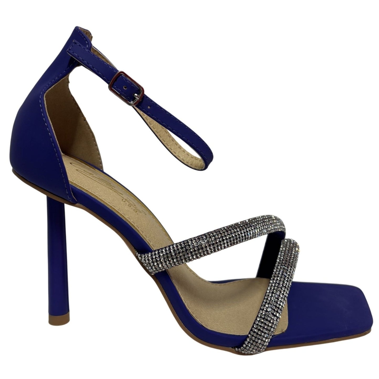 CATHY DIN / Alathea / Blue Purple / High Heel / Sandals With Rhinestone / Straps & Adjustable / Ankle Strap / Size 10 SHOES BY FLOR