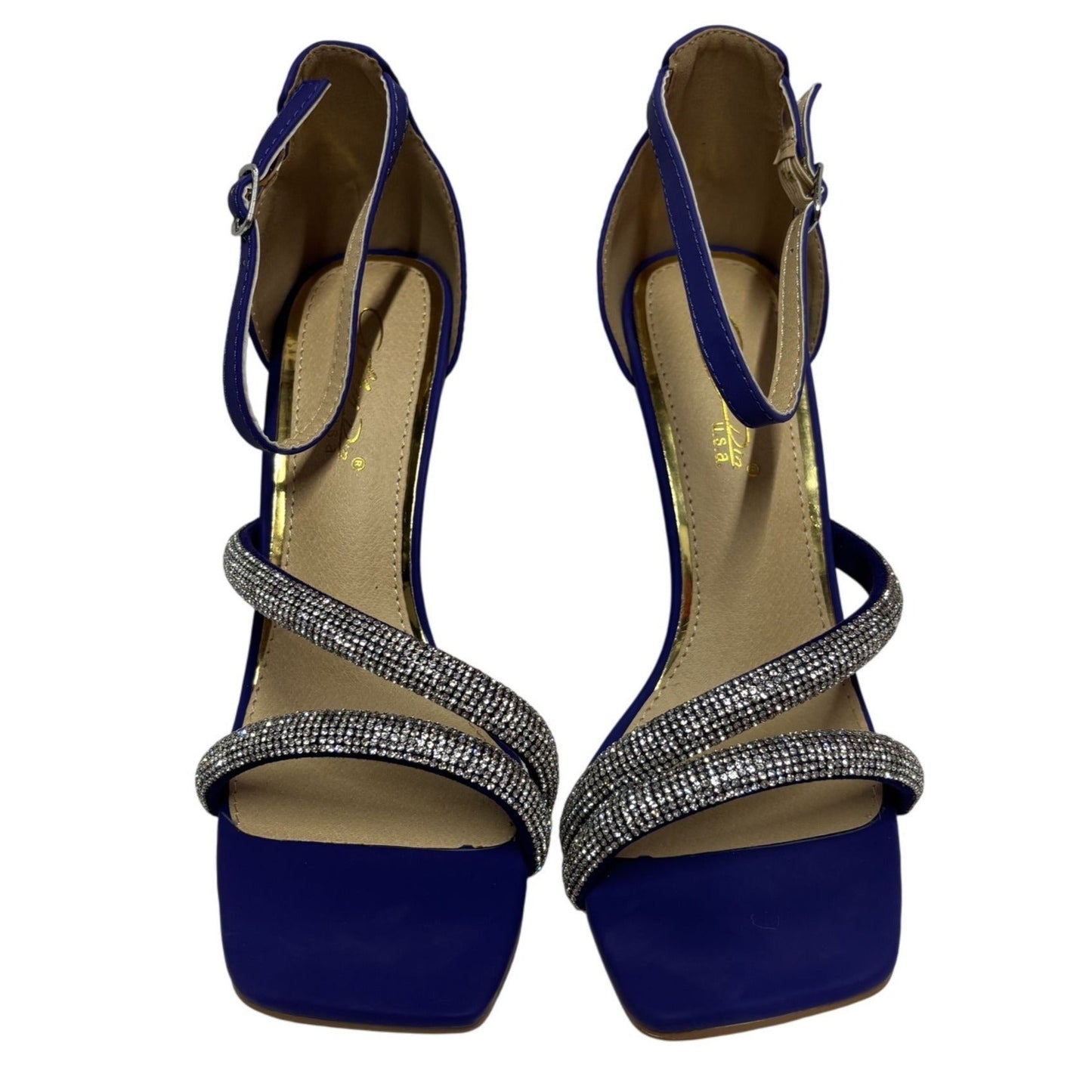 CATHY DIN / Alathea / Blue Purple / High Heel / Sandals With Rhinestone / Straps & Adjustable / Ankle Strap / Size 10 SHOES BY FLOR