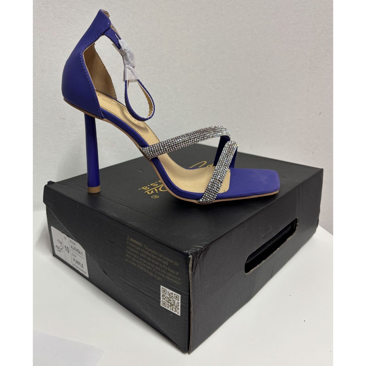 CATHY DIN / Alathea / Blue Purple / High Heel / Sandals With Rhinestone / Straps & Adjustable / Ankle Strap / Size 10 SHOES BY FLOR