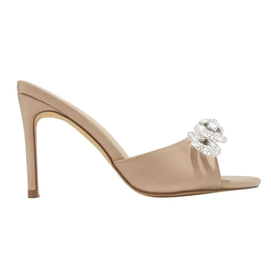LILIANA / Zaha-4 / Beige / High Heel / Mules / With Rhinestone Bow Detail SHOES BY FLOR