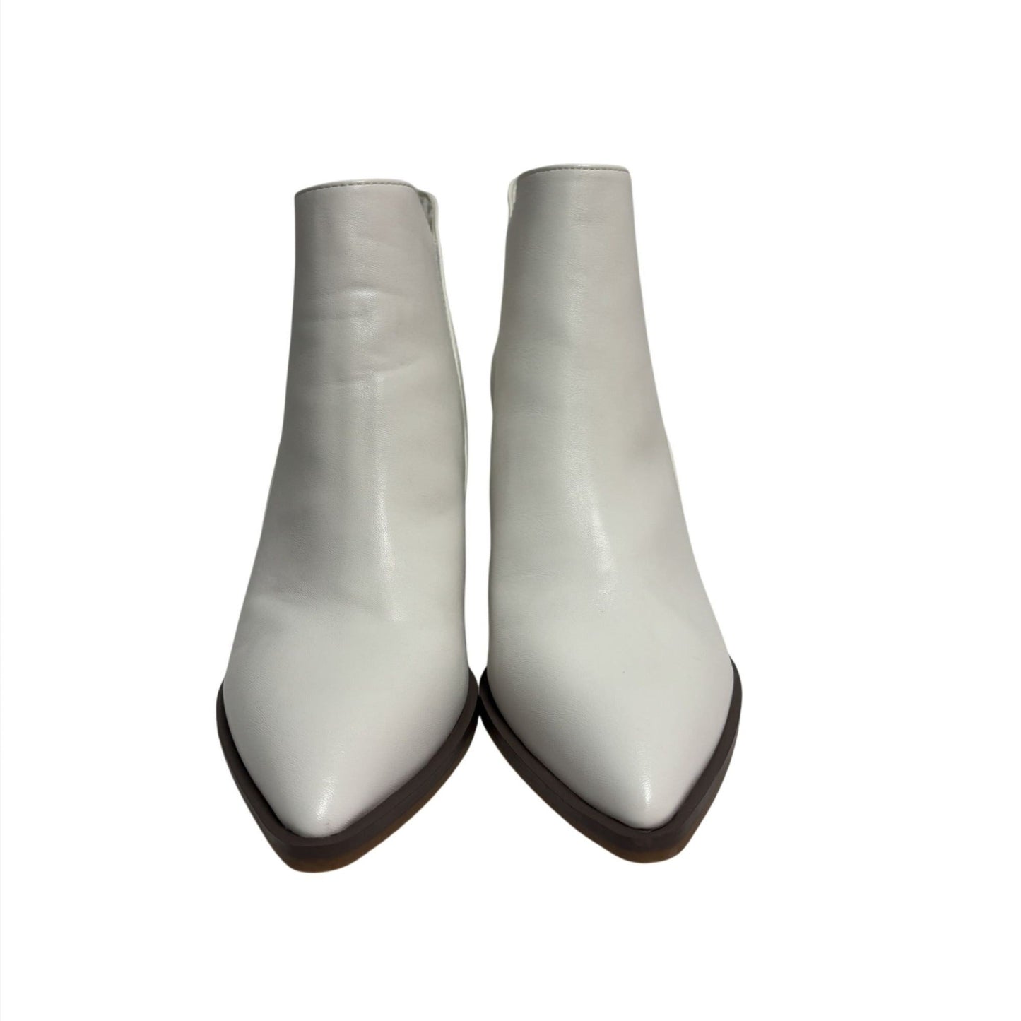 KAYLEEN / Cadi-55 / White / Leather / Ankle / Boots With Block Heel & Zip Closure / Size 9 SHOES BY FLOR