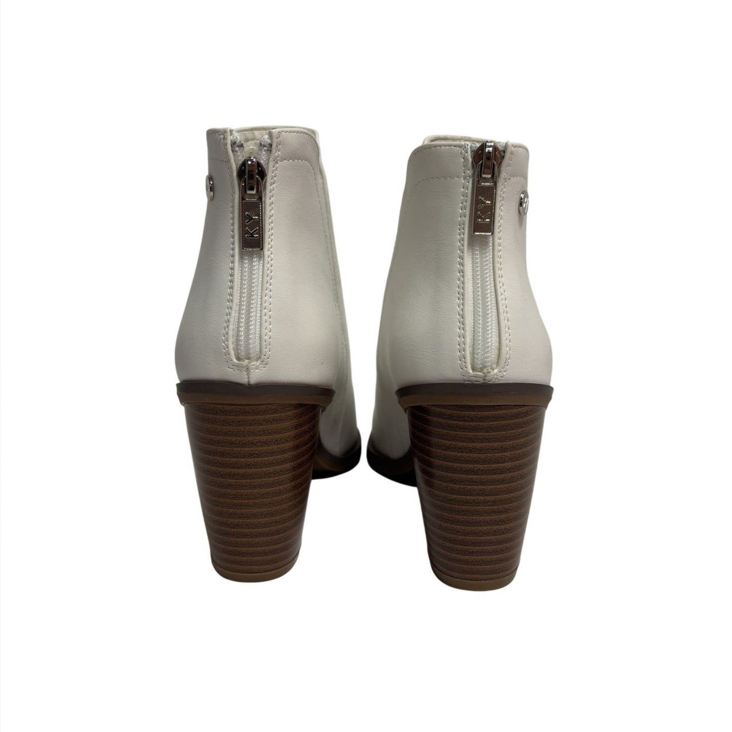 KAYLEEN / Cadi-55 / White / Leather / Ankle / Boots With Block Heel & Zip Closure / Size 9 SHOES BY FLOR