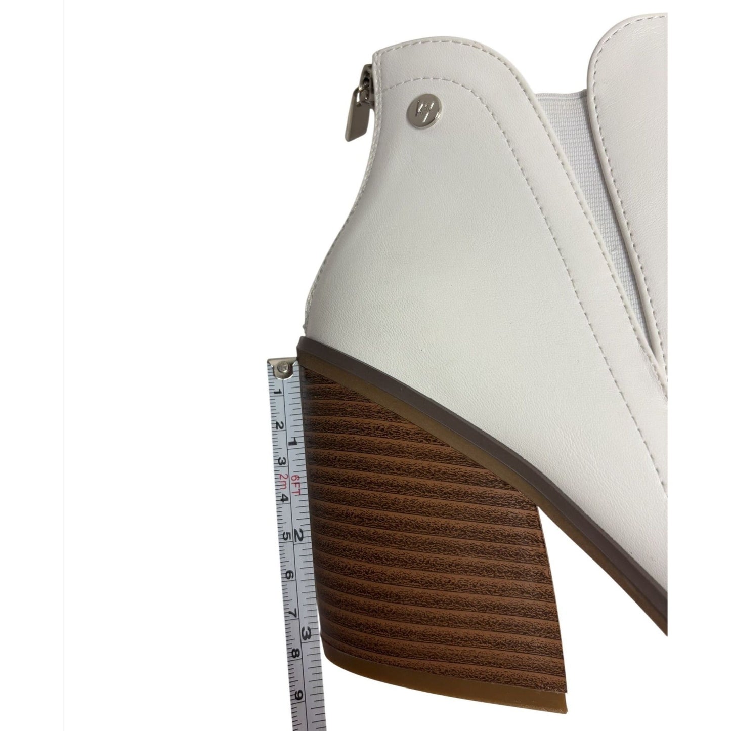KAYLEEN / Cadi-55 / White / Leather / Ankle / Boots With Block Heel & Zip Closure / Size 9 SHOES BY FLOR