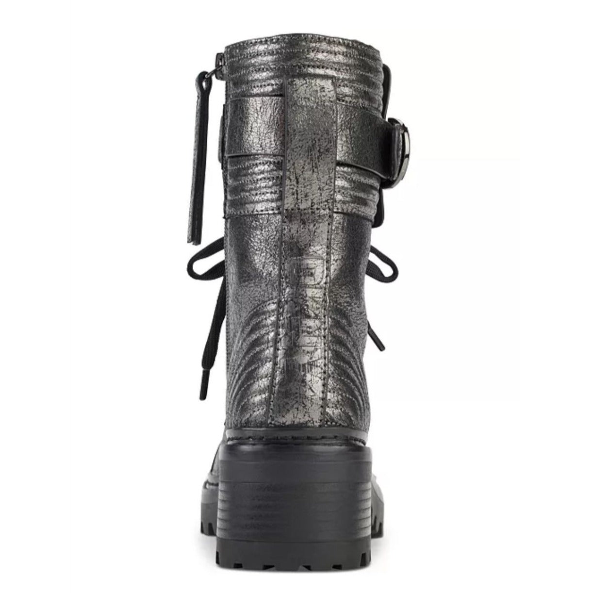 DKNY / Basia Combat / Metallic / Boots With Side Zipper & Buckle Straps / Ancle-High / US Size 10 SHOES BY FLOR
