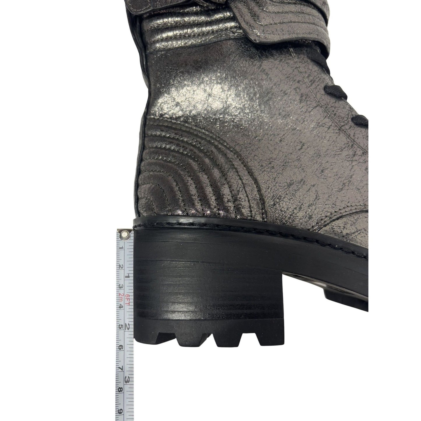 DKNY / Basia Combat / Metallic / Boots With Side Zipper & Buckle Straps / Ancle-High / US Size 10 SHOES BY FLOR