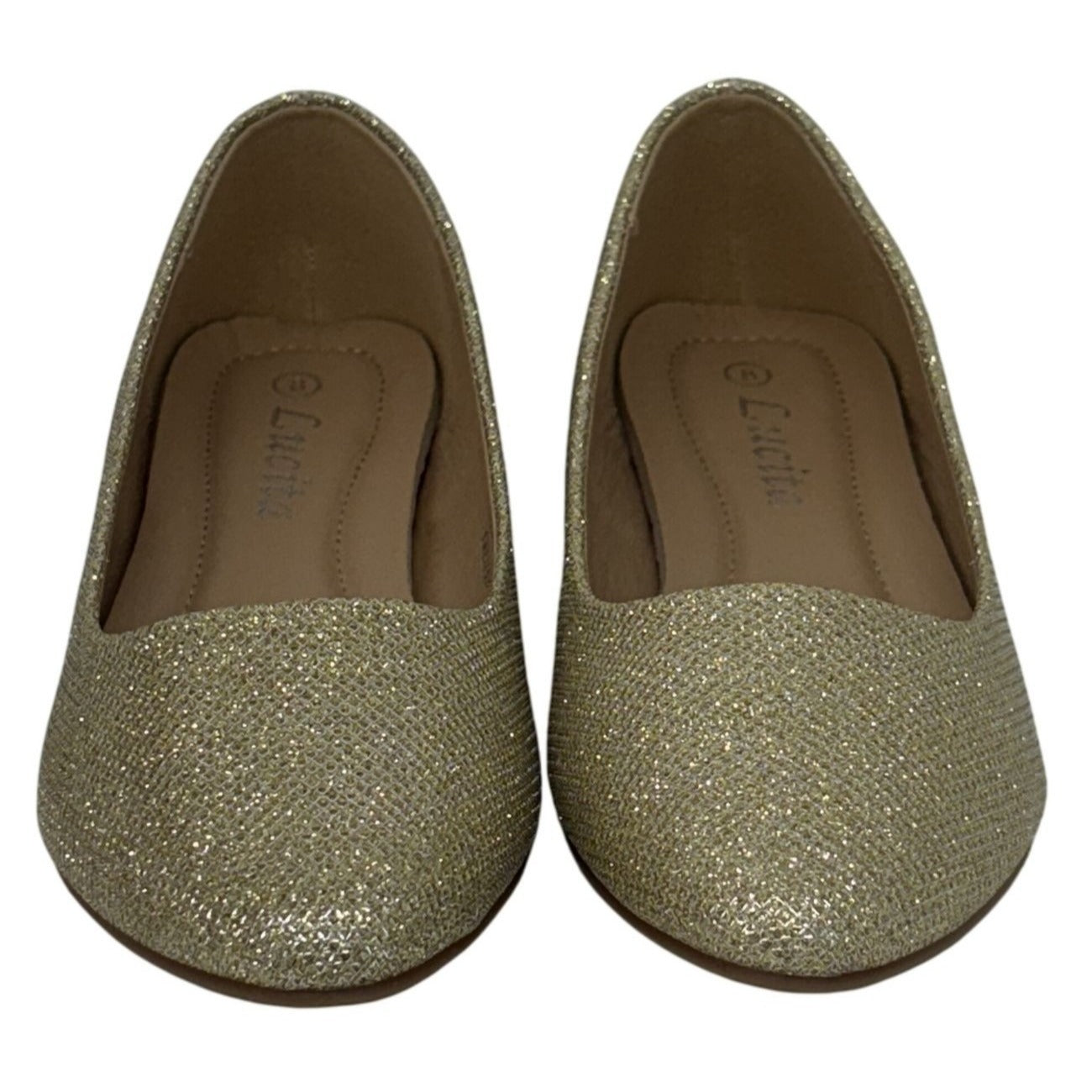 LUCITA / Friendly / Glitter Pointed-Toe / Ballet / Flats / Gold / Sparkle Synthetic Upper & Sole SHOES BY FLOR
