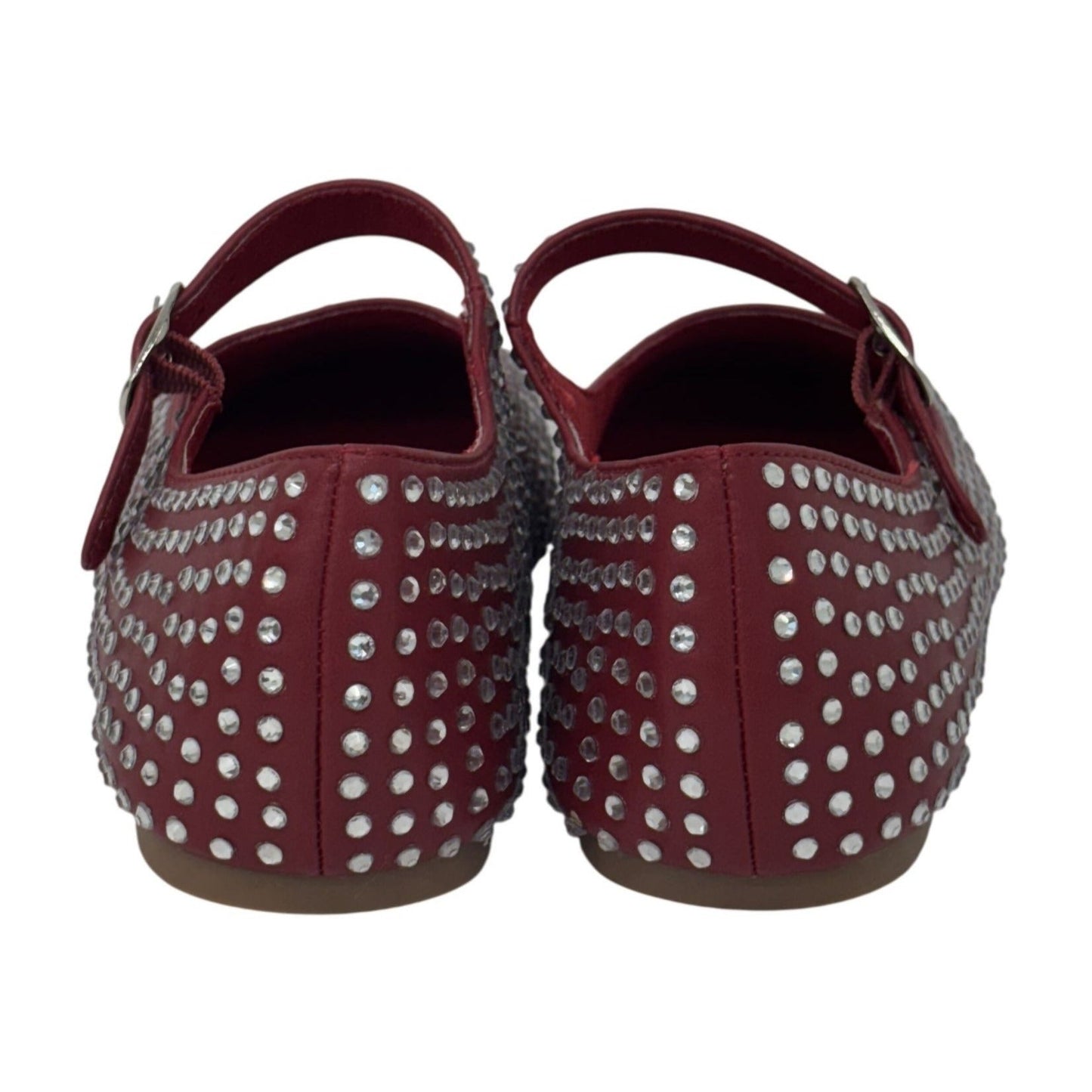 OLIVIA FERGUSON / Nancy / Flat / Mary Jane / With Diamonds encrusted Rhinestone-Studded / Faux Suede Upper / Red SHOES BY FLOR