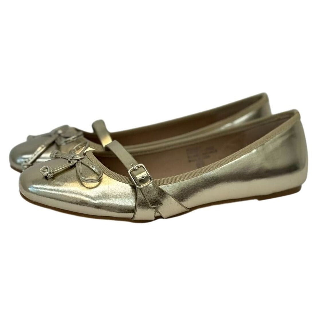 CHASE + CHLOE / Fergie-1/ Metallic Gold Ballet / Flats / With Bow Detail & Buckle / Accent SHOES BY FLOR