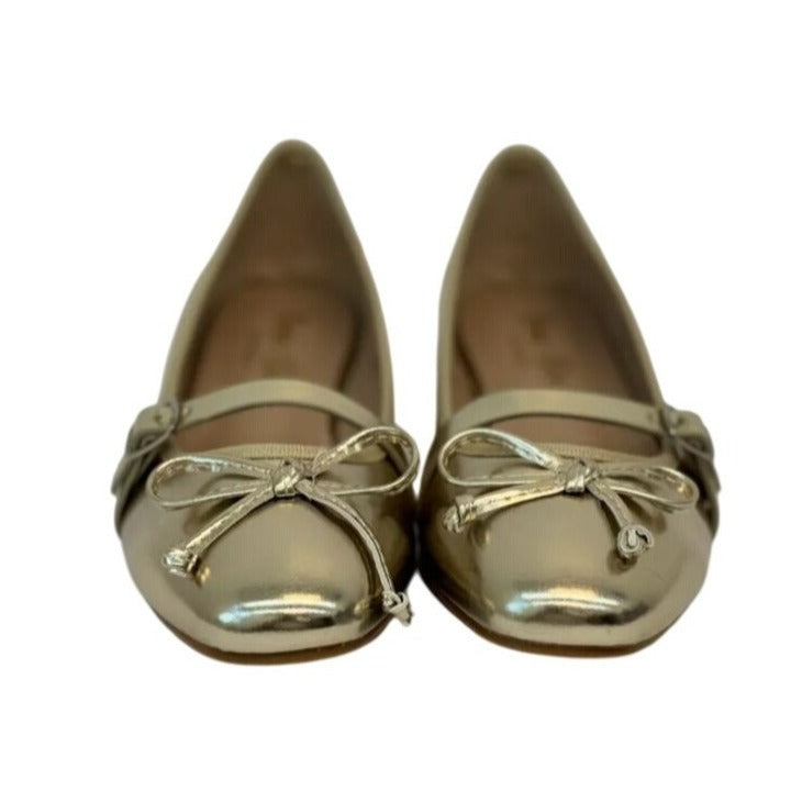 CHASE + CHLOE / Fergie-1/ Metallic Gold Ballet / Flats / With Bow Detail & Buckle / Accent SHOES BY FLOR