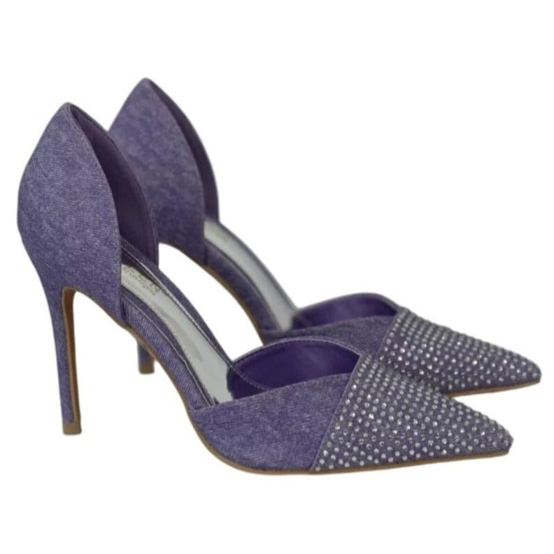 KAYLEEN / Net-26 / Purple / Rhinestone / Pointed-Toe High Heels / Elegant Formal SHOES BY FLOR