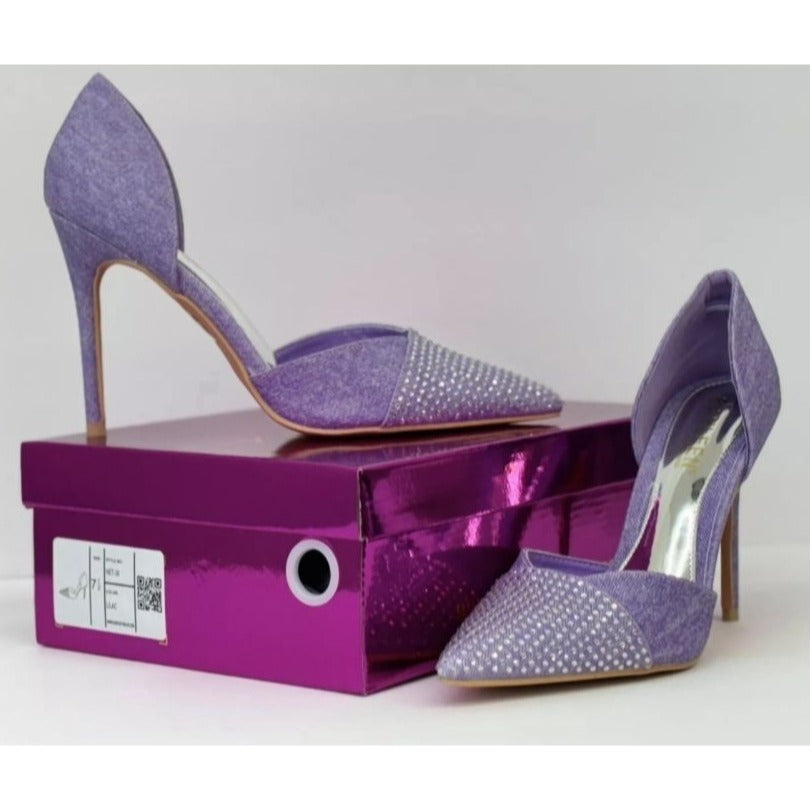 KAYLEEN / Net-26 / Purple / Rhinestone / Pointed-Toe High Heels / Elegant Formal SHOES BY FLOR