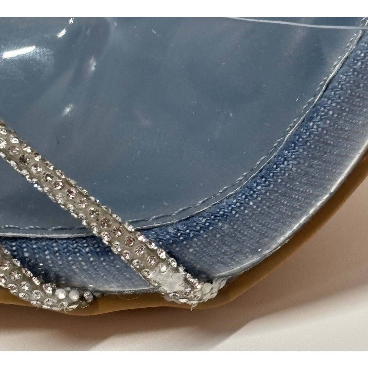 OLIVIA FERGUSON / Valentina / Blue / Open-Toe Heeled / Sandals With Rhinestone / Detailing & PVC Straps / Size 10 SHOES BY FLOR