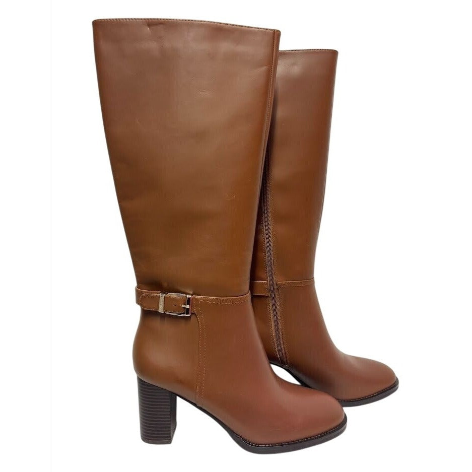 GIANI BERNINI / Lennoxxp / Leather / Tall / Knee-High / Boots / Conac / Size 10M / Buckle & Block Heel / SALE