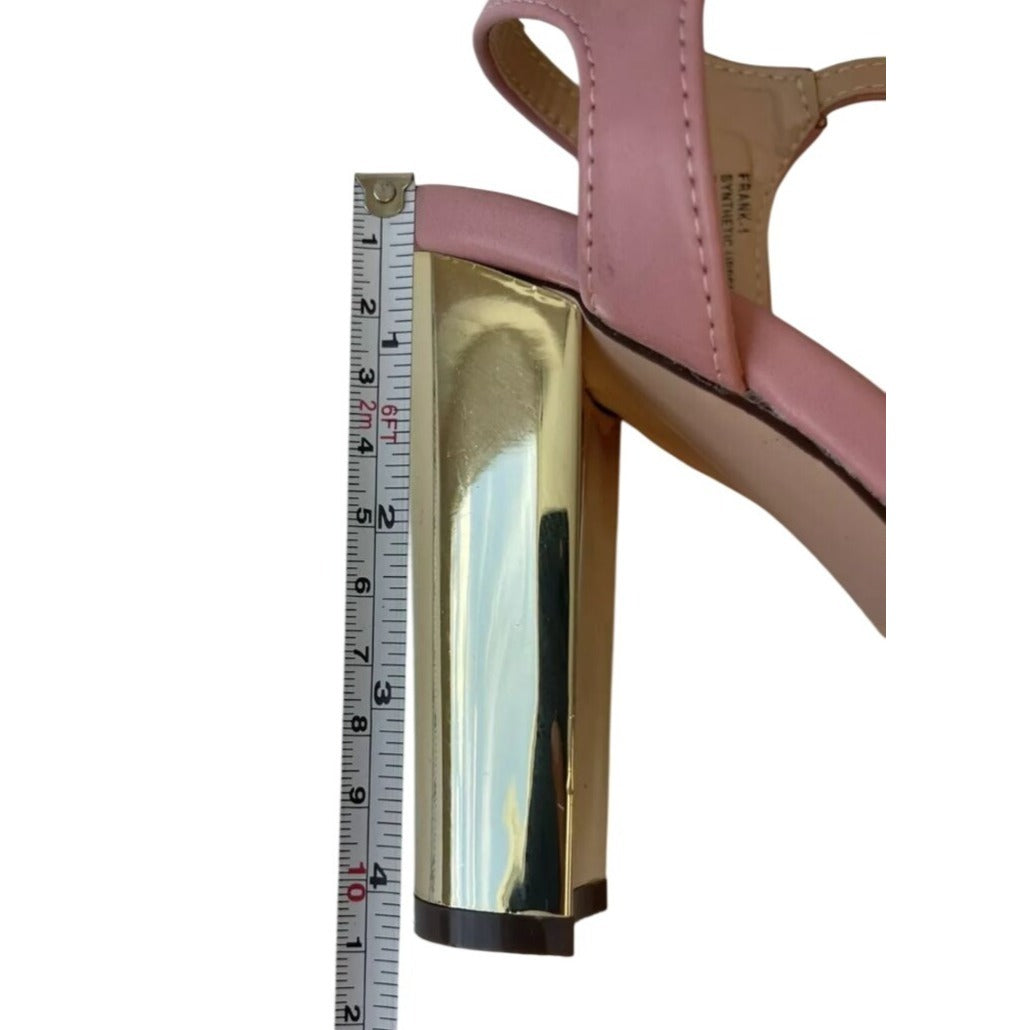 CHASE+CHLOE / Frank-1 / Pink / Strappy / Sandals With Embroidered Heart & Rainbow / Accents Gold Metallic / Block Heel / Size 6.5 SHOES BY FLOR