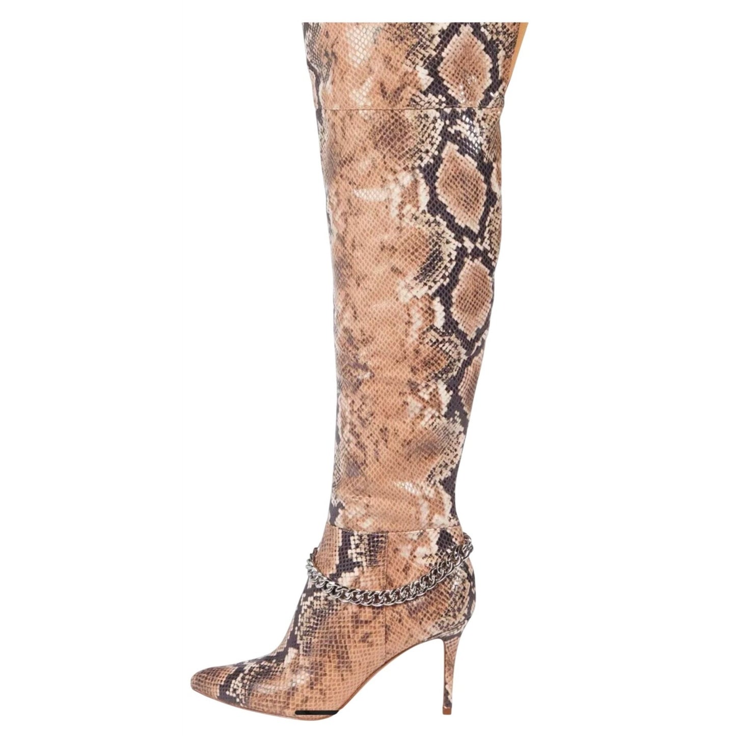 JESSICA SIMPSON / Ammira2M / Snake Print / Over-The-Knee Boots With Chain Detail / Size 9 M