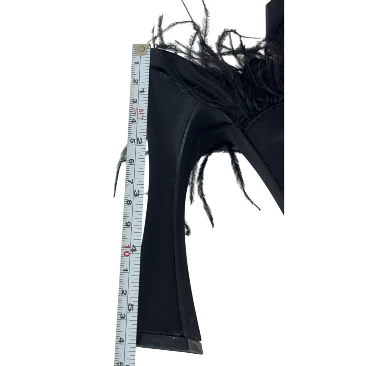 OLIVIA FERGUSON / Funkietowe / Black / Feather / Trim Platform / Heels / Stiletto Heel Peep-Toe Design SHOES BY FLOR
