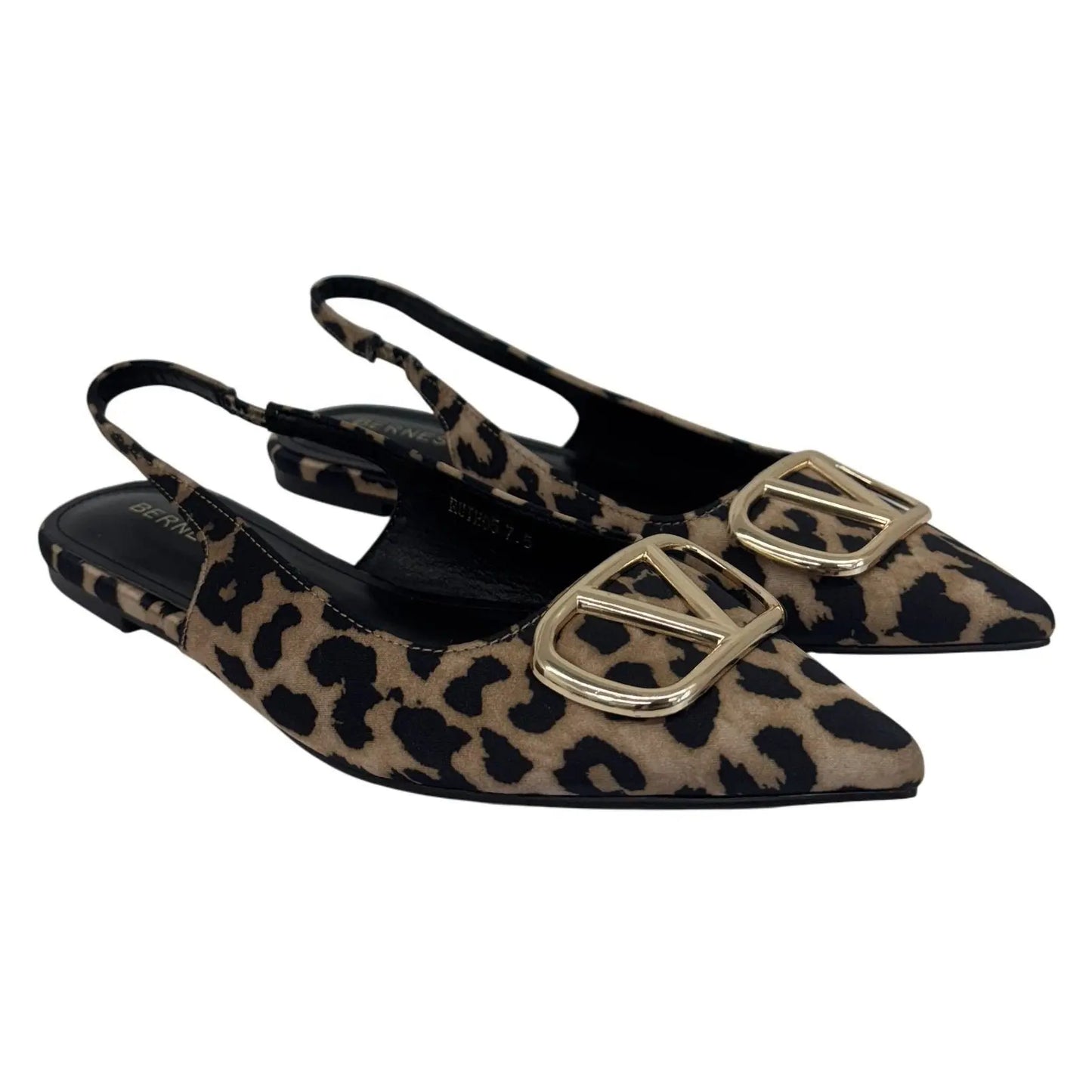 BERNESS / Ruthos / Leopard Print / Slingback / Flats With Gold Buckle Detailing SHOES BY FLOR