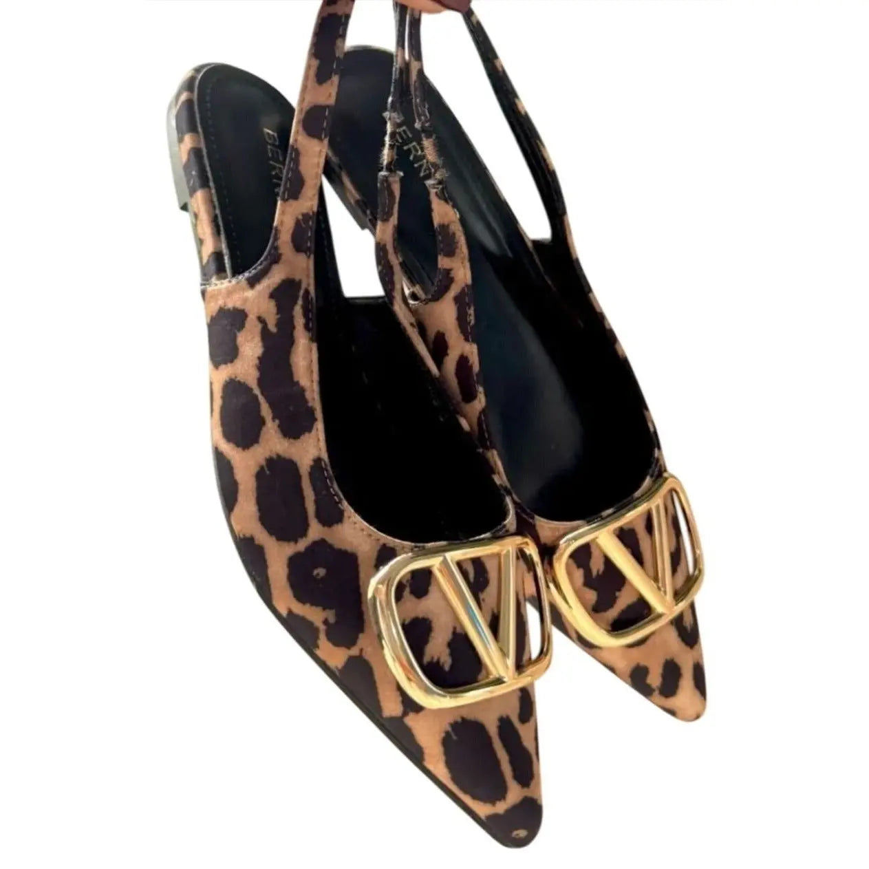 BERNESS / Ruthos / Leopard Print / Slingback / Flats With Gold Buckle Detailing SHOES BY FLOR