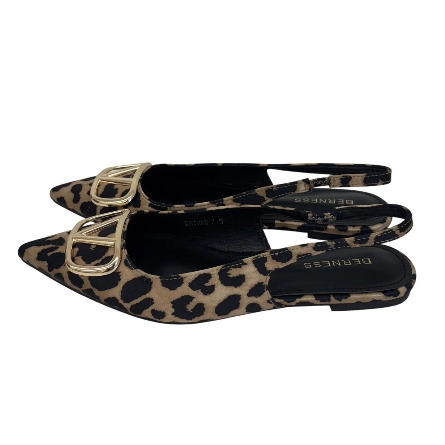BERNESS / Ruthos / Leopard Print / Slingback / Flats With Gold Buckle Detailing SHOES BY FLOR