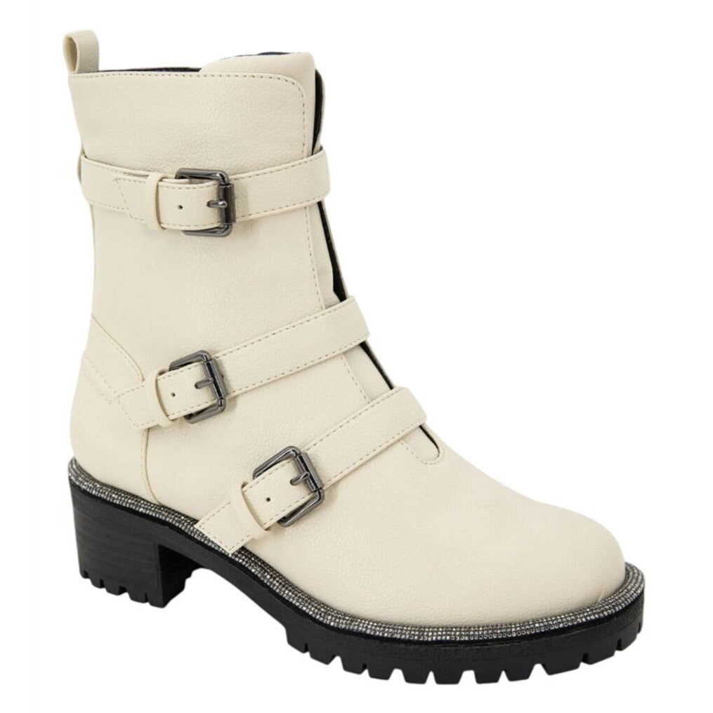 KENNETH COLE / Tate Briker Jewel / Lug Sole / Booties / Bone / with Buckle / Size 5.5 SHOES BY FLOR