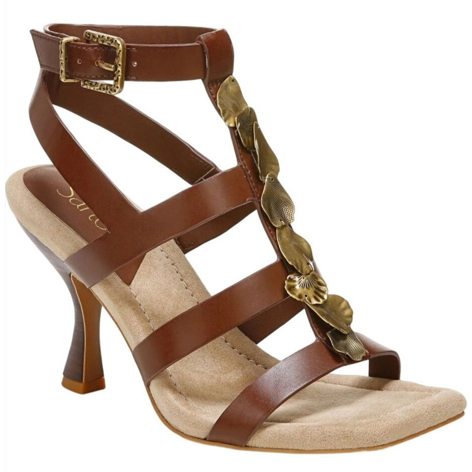 FRANCO SARTO / L-Rine / Dress Sandals / Amber / Brown / Leather / Gold Accent / High Heel / Size 7.5 SHOES BY FLOR