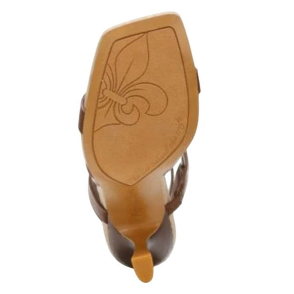 FRANCO SARTO / L-Rine / Dress Sandals / Amber / Brown / Leather / Gold Accent / High Heel / Size 7.5 SHOES BY FLOR