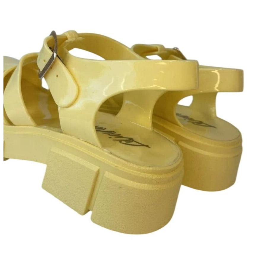 LILIANA / Inka-1/ Yellow / Chunky Platform / Jelly Sandals / With Buckle / Size 6