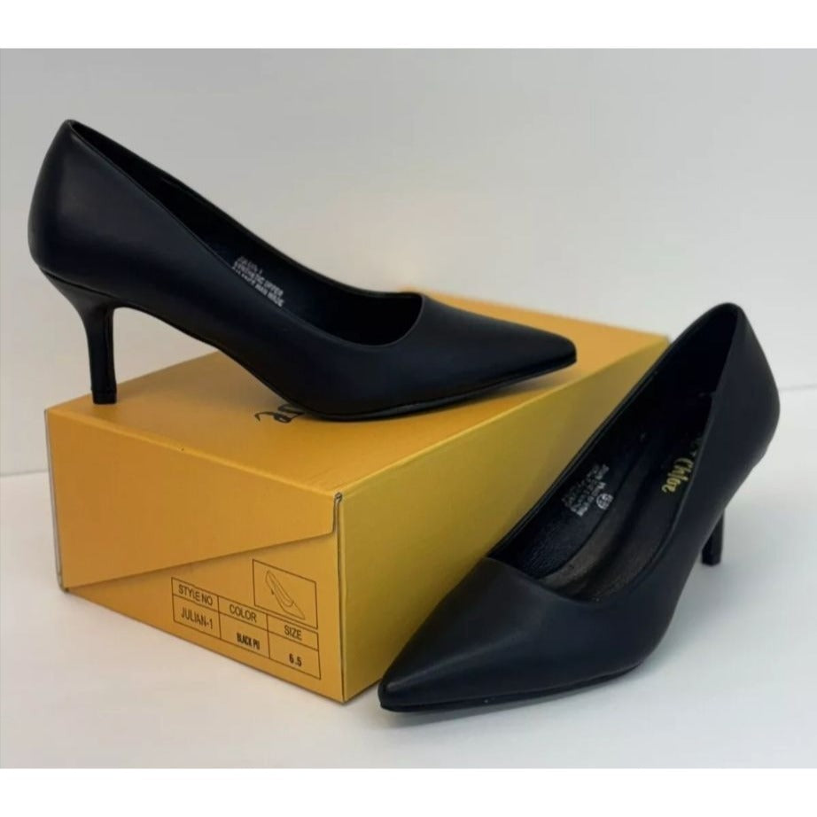 CHASE+CHLOE / Julian-1 / Black / Faux Leather / Pointed / Toe / Pumps With 2.5" Heels