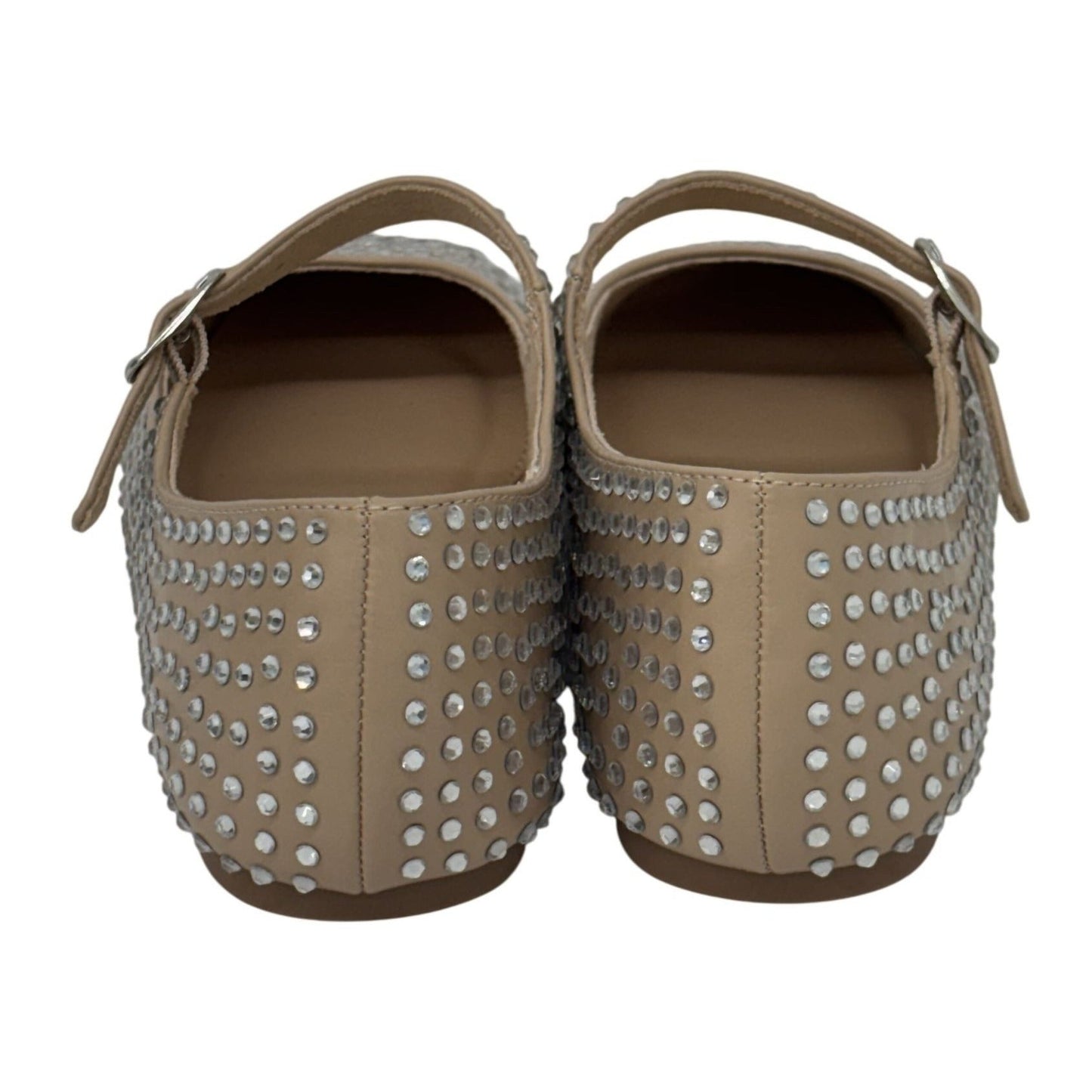 OLIVIA FERGUSON / Nancy / Flat / Mary Jane / Rhinestone-Studded / Faux Suede Upper / Camel / Nude SHOES BY FLOR