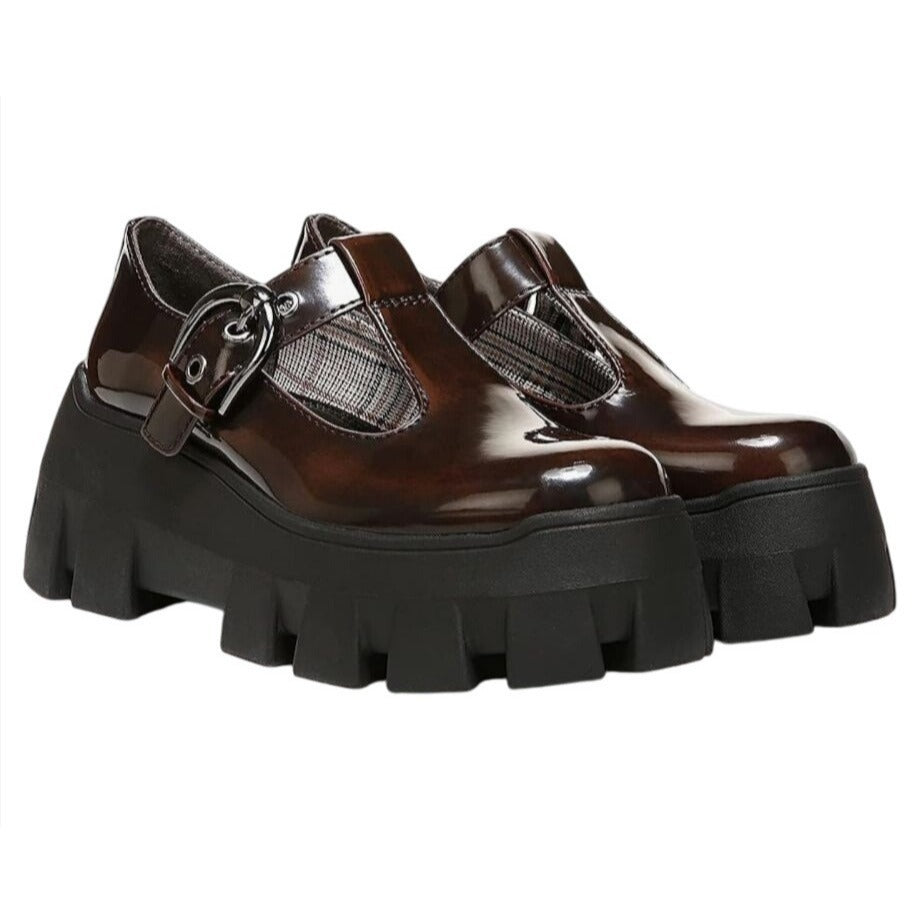 CIRCUS NY BY SAM EDELMA / Amy / Womens Lug Sole Shoes Chestnut Patent Leather Size 6.5 SHOES BY FLOR
