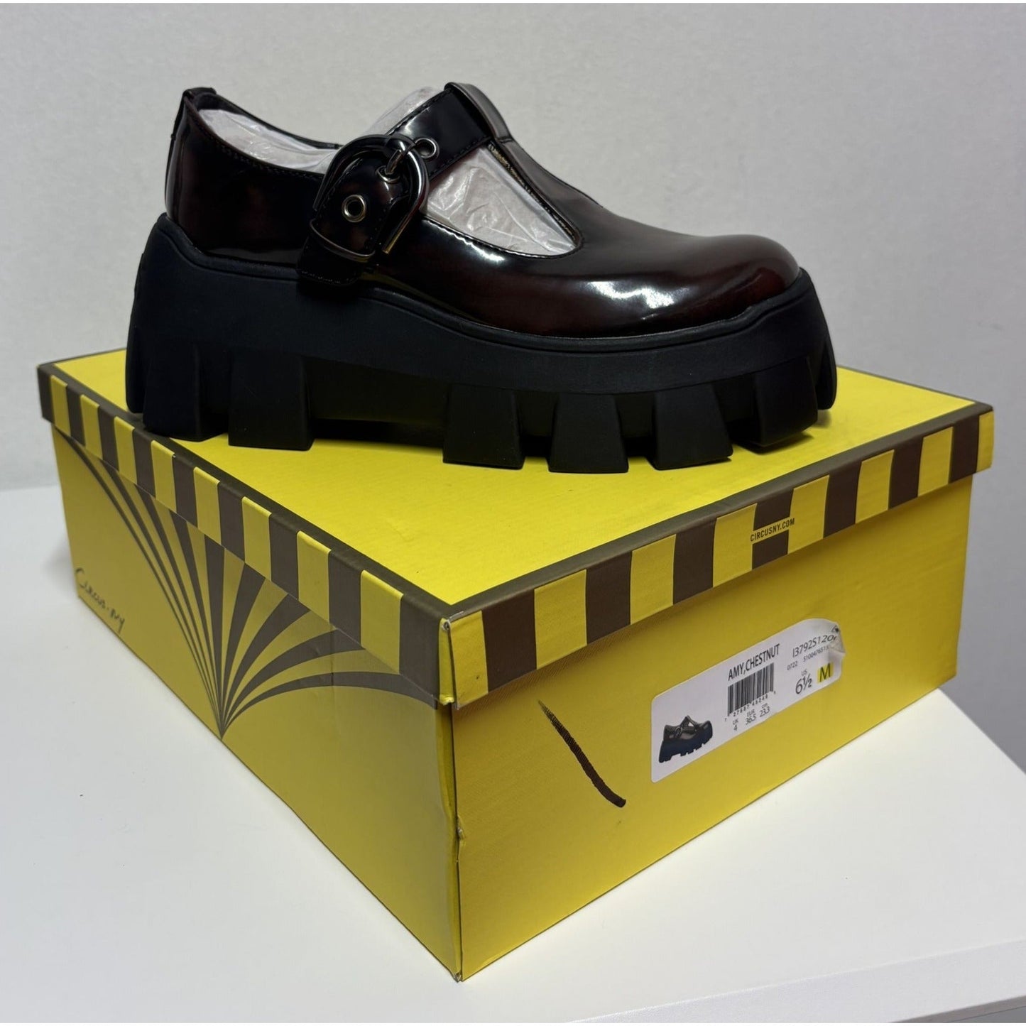 CIRCUS NY BY SAM EDELMA / Amy / Womens Lug Sole Shoes Chestnut Patent Leather Size 6.5 SHOES BY FLOR