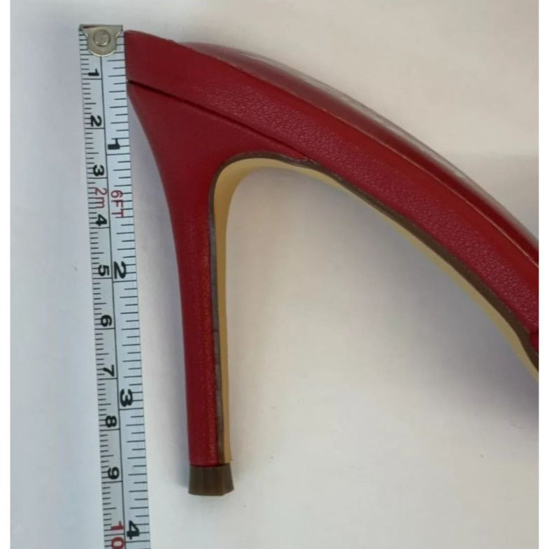 LILIANA / Silla-9 / Red / Pointed-Toe High / Heel Mules / With Silver Metal Bit Detail SHOES BY FLOR